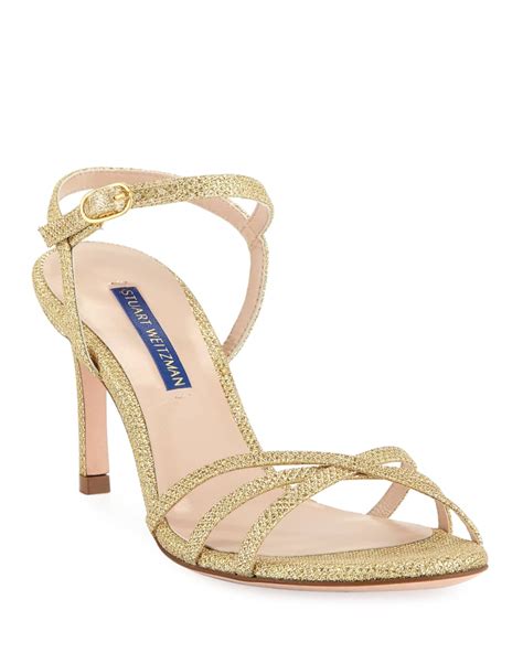 stuart weitzman starla metallic fabric sandals|Stuart Weitzman Starla Metallic Fabric Sandals.